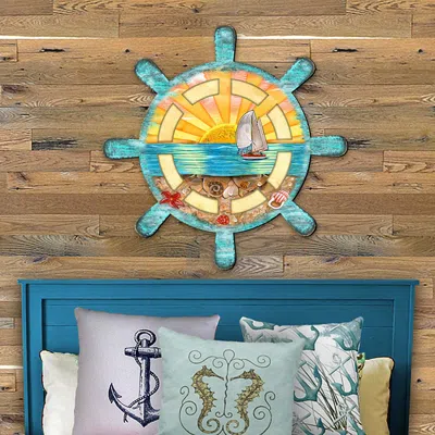 G. DEBREKHT CAPTAINS WHEEL COASTAL OUTDOOR DOOR DECOR BY G. DEBREKHT