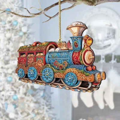 G. DEBREKHT CHRISTMAS TRAIN WOODEN ORNAMENTS BY G. DEBREKHT