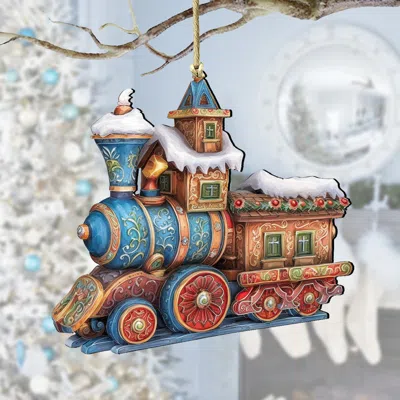 G. DEBREKHT CHRISTMAS TRAIN WOODEN ORNAMENTS BY G. DEBREKHT