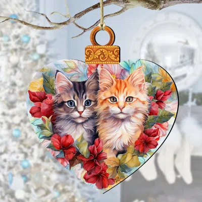 G. DEBREKHT CUTE KITTENS WOODEN ORNAMENTS BY G. DEBREKHT