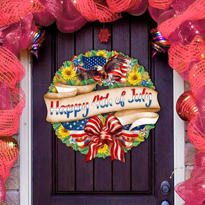 G. DEBREKHT HAPPY 4TH OF JULY WREATH DECORATIVE HOLIDAY DOOR DECOR BY G. DEBREKHT