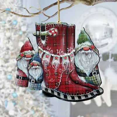 G. DEBREKHT HELLO CHRISTMAS BOOTS WOODEN ORNAMENTS BY J. MILLS-PRICE