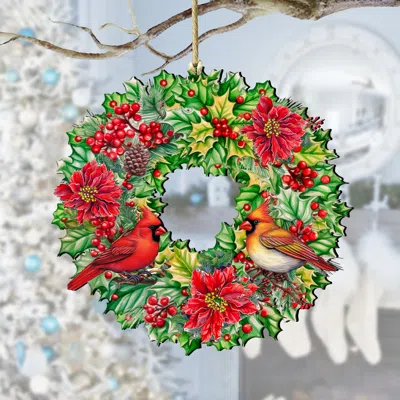 G. DEBREKHT HOLIDAY CARDINAL GARLAND WREATH WOODEN ORNAMENTS BY G. DEBREKHT