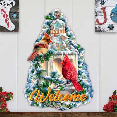 G. DEBREKHT LITTLE CARDINAL CHAPEL HOLIDAY DOOR DECOR BY D. GELSINGER