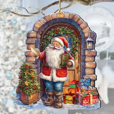 G. DEBREKHT SANTA'S SURPRISE VISIT HOLIDAY WOODEN ORNAMENTS BY G. DEBREKHT