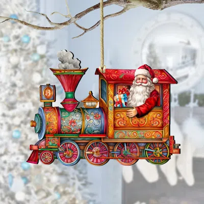 G. DEBREKHT SANTA'S TRAIN WOODEN ORNAMENTS BY G. DEBREKHT