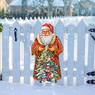 G. DEBREKHT SANTA WITH FOREST FRIENDS HOLIDAY DOOR DECOR BY G. DEBREKHT