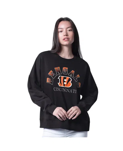 G-III 4HER BY CARL BANKS WOMEN'S BLACK CINCINNATI BENGALS OVERSIZED FEUD SWEATSHIRT