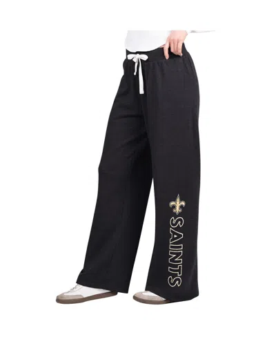 G-III 4HER BY CARL BANKS WOMEN'S BLACK NEW ORLEANS SAINTS FIELD WIDE LEG SWEATPANTS