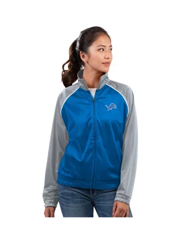 G-III 4HER BY CARL BANKS WOMEN'S BLUE DETROIT LIONS REPLAY FULL-ZIP TRACK JACKET