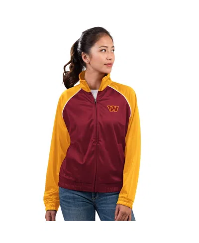 G-III 4HER BY CARL BANKS WOMEN'S BURGUNDY WASHINGTON COMMANDERS REPLAY FULL-ZIP TRACK JACKET