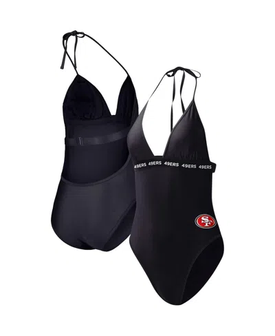 G-III 4HER BY CARL BANKS WOMEN'S G-III 4HER BY CARL BANKS BLACK SAN FRANCISCO 49ERS FULL COUNT ONE-PIECE SWIMSUIT