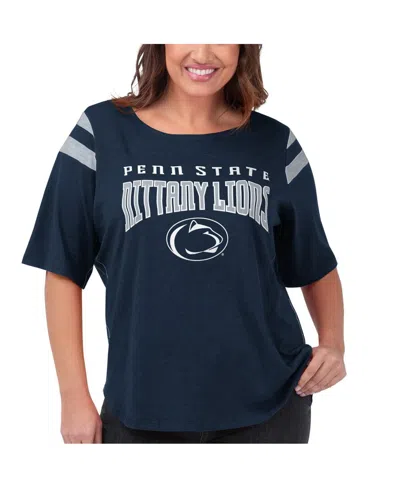 G-III 4HER BY CARL BANKS WOMEN'S G-III 4HER BY CARL BANKS NAVY PENN STATE NITTANY LIONS PLUS SIZE LINEBACKER HALF-SLEEVE T-SH