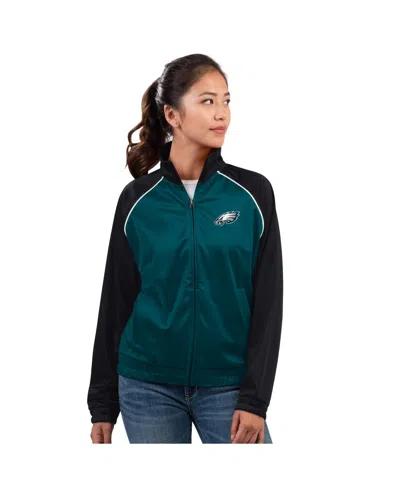 G-III 4HER BY CARL BANKS WOMEN'S MIDNIGHT GREEN PHILADELPHIA EAGLES REPLAY FULL-ZIP TRACK JACKET