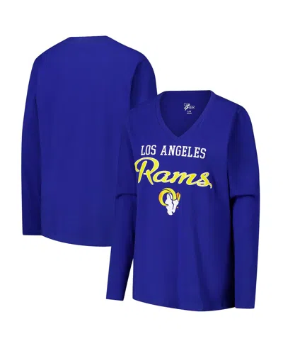 G-III 4HER BY CARL BANKS WOMEN'S ROYAL LOS ANGELES RAMS POST SEASON LONG SLEEVE V-NECK T-SHIRT