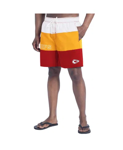 G-III SPORTS BY CARL BANKS MEN'S RED/GOLD KANSAS CITY CHIEFS SUNRISE VOLLEY SWIM SHORTS