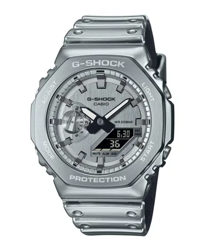 G-SHOCK MEN'S SILVER-TONE SILICONE WATCH, 44.4MM
