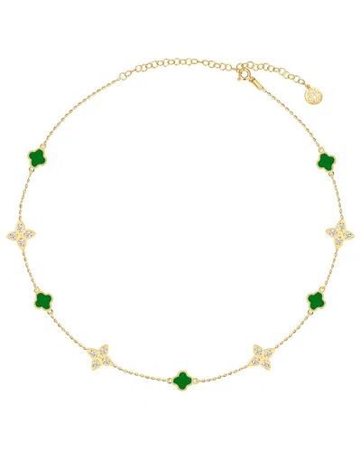 GABI RIELLE GABI RIELLE 14K OVER SILVER CZ FLEUR STATION NECKLACE