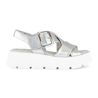 GABOR WOMEN CROSSOVER SLINGBACK WEDGE SANDAL IN METALLIC