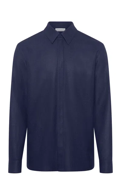 GABRIELA HEARST ABBE SHIRT IN NAVY VIRGIN WOOL CASHMERE