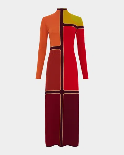 GABRIELA HEARST APOLLONIS COLORBLOCK WOOL CASHMERE MAXI DRESS
