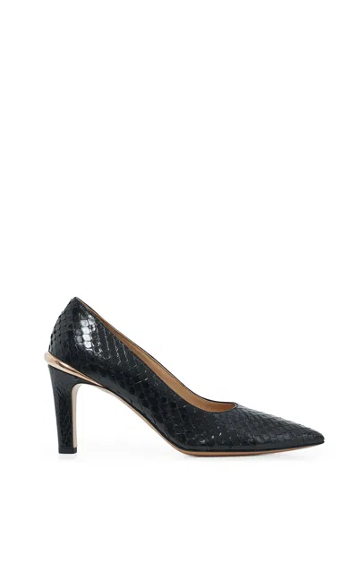 GABRIELA HEARST EDWINA HIGH HEEL STILETTO PUMP IN BLACK SNAKESKIN
