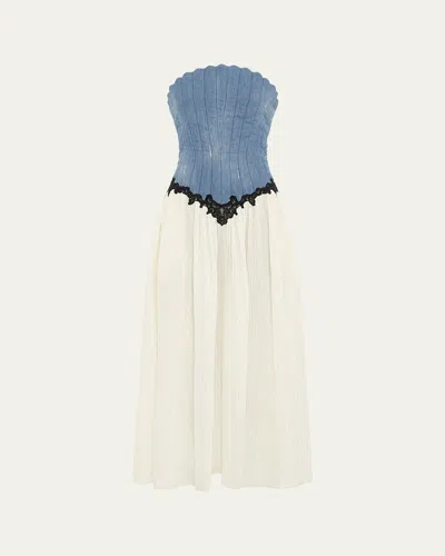 GABRIELA HEARST GLEEN STRAPLESS DENIM CORSET MAXI DRESS