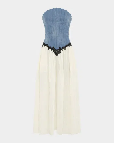 GABRIELA HEARST GLEEN STRAPLESS DENIM CORSET MAXI DRESS