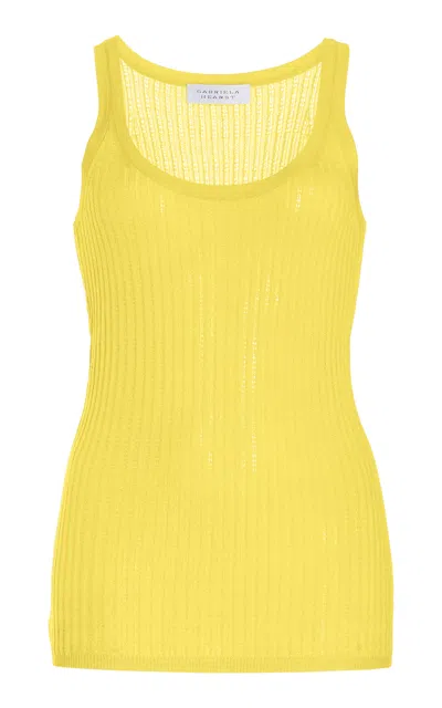 GABRIELA HEARST NEVIN POINTELLE KNIT TANK TOP IN GOLDENROD CASHMERE SILK