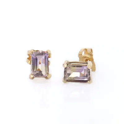 GABRIELLA ALICIA WOMEN'S GOLD / PINK / PURPLE AMETRINE STUD EARRINGS IN GOLD