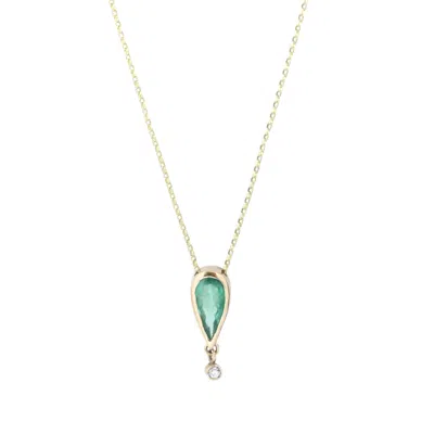 GABRIELLA ALICIA WOMEN'S GREEN / GOLD EMERALD AND DIAMOND GOLD PENDANT