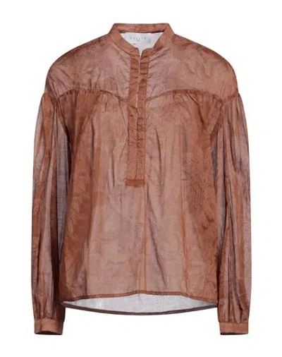 GAELLE PARIS GAËLLE PARIS WOMAN TOP BROWN SIZE 4 COTTON
