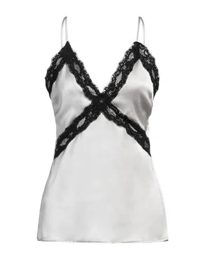 GAELLE PARIS GAËLLE PARIS WOMAN TOP GREY SIZE 8 POLYESTER, VISCOSE, POLYAMIDE