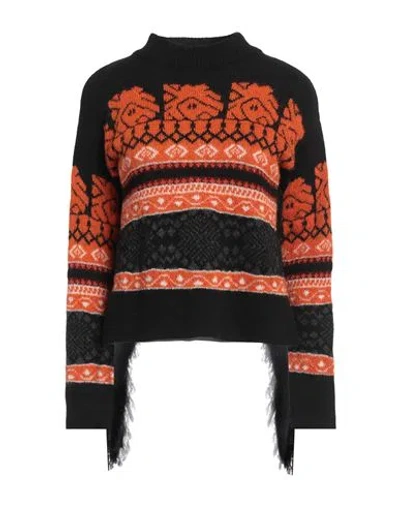 GAELLE PARIS GAËLLE PARIS WOMAN TURTLENECK BLACK SIZE 3 SYNTHETIC FIBERS, MOHAIR WOOL, WOOL, ALPACA WOOL, COTTON