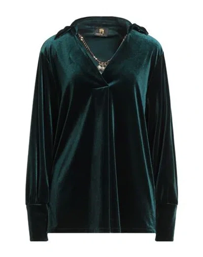 GAI MATTIOLO GAI MATTIOLO GM WOMAN TOP DARK GREEN SIZE 12 POLYESTER, ELASTANE