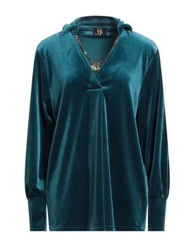 GAI MATTIOLO GAI MATTIOLO GM WOMAN TOP DEEP TEAL SIZE 14 POLYESTER, ELASTANE