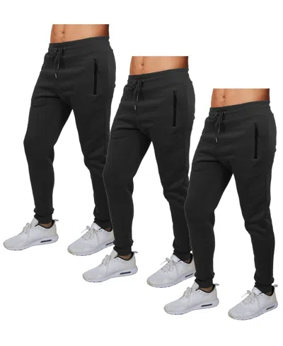 GALAXY BY HARVIC MEN'S PRO STAR SLIM FIT FLEECE LINED JOGGERS-3 PACK