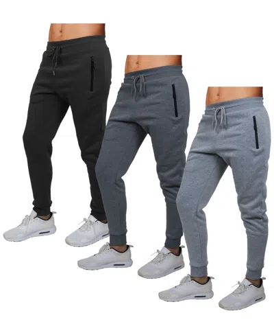 GALAXY BY HARVIC MEN'S PRO STAR SLIM FIT FLEECE LINED JOGGERS-3 PACK