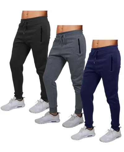 GALAXY BY HARVIC MEN'S PRO STAR SLIM FIT FLEECE LINED JOGGERS-3 PACK