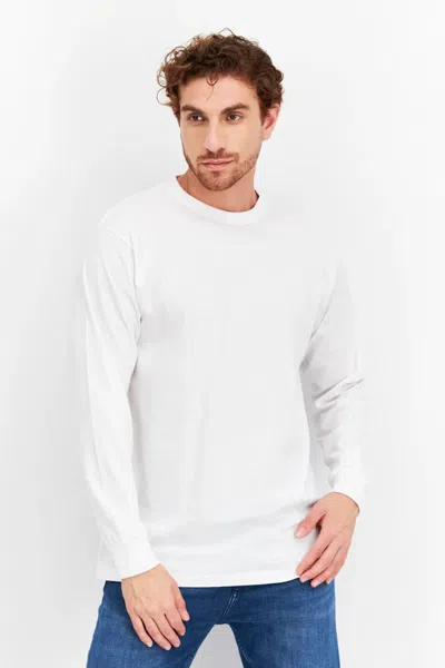 GALAXY BY HARVIC GALAXY BY HARVIC T-SHIRT MEN WHITE COTTON CREW NECK LONG SLEEVE PULLOVER MCWW219