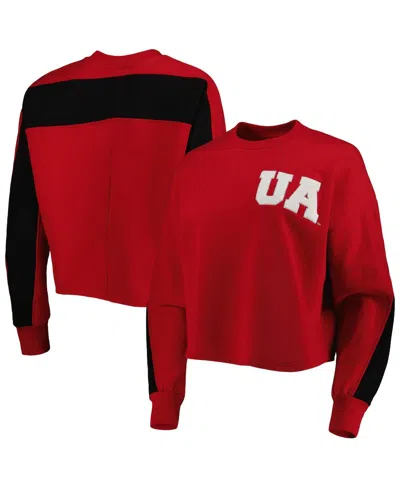 GAMEDAY COUTURE WOMEN'S GAMEDAY COUTURE CRIMSON ALABAMA CRIMSON TIDE BACK TO REALITY COLORBLOCK PULLOVER SWEATSHIRT