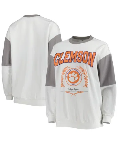 GAMEDAY COUTURE WOMEN'S GAMEDAY COUTURE GRAY CLEMSON TIGERS IT'S A VIBE DOLMAN PULLOVER SWEATSHIRT