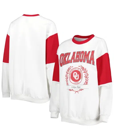 GAMEDAY COUTURE WOMEN'S GAMEDAY COUTURE WHITE OKLAHOMA SOONERS IT'S A VIBE DOLMAN PULLOVER SWEATSHIRT