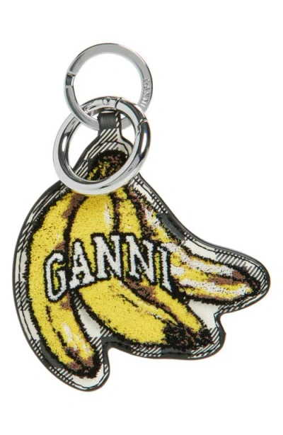 GANNI GANNI BANANA LEATHER & VELVET KEYRING