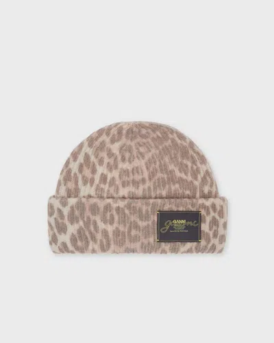 GANNI GANNI BEANIE GRAPHIC WOOL MIX PRINTED