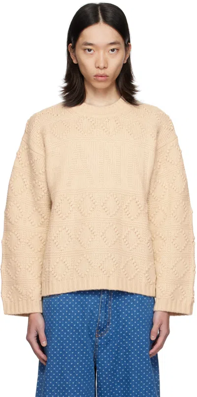 GANNI BEIGE WOOL & COTTON SWEATER