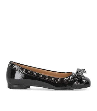 GANNI GANNI BLACK PATENT BALLET FLAT SHOE WITH BOWS