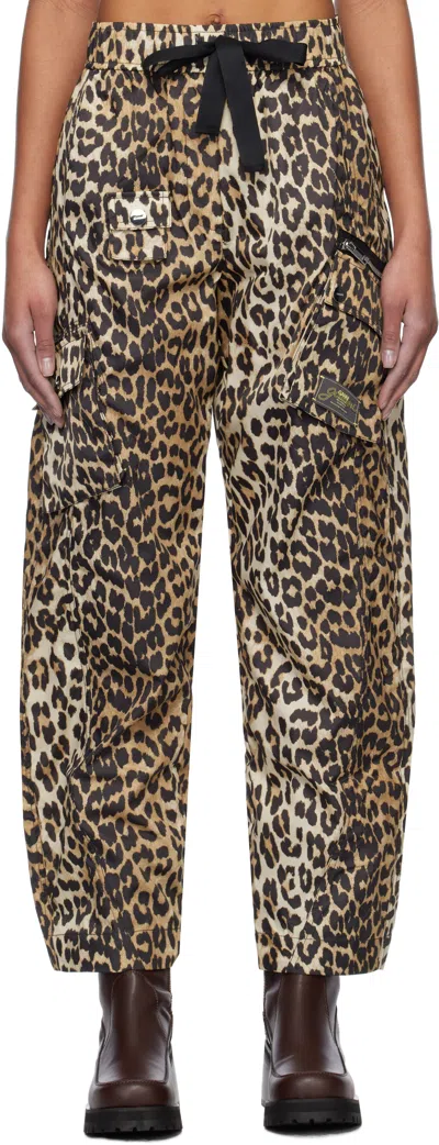 GANNI BLACK & BROWN DUCHESSE NYLON CARGO PANTS