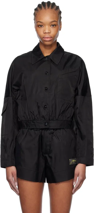 GANNI BLACK DUCHESSE NYLON CROPPED JACKET