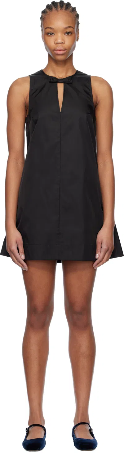 GANNI BLACK DUCHESSE NYLON MINIDRESS
